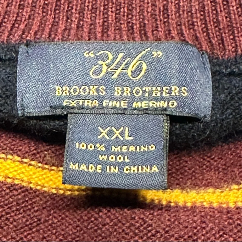 Brooks Brothers Men’s VINTAGE 1/4 Zip Stripe Sweater Merino Wool XXL
